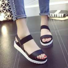 2019 new sandals summer Korean version of the thick-soled open toe shoes tide flat students (shoes 35)