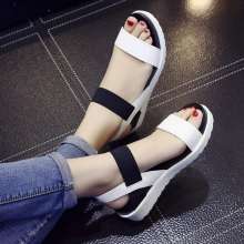 2019 new sandals summer Korean version of the thick-soled open toe shoes tide flat students (shoes 35)