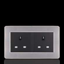 Stainless steel 13A Hong Kong socket two three-hole British panel British square feet square hole British standard British standard socket