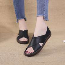 2019 summer new open toe flat with women's shoes fashion shallow mouth flat peas shoes (shoes 98)