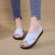 2019 summer new open toe flat with women's shoes fashion shallow mouth flat peas shoes (shoes 98)