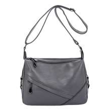 New soft leather crescent moon splicing shoulder bag middle-aged mother bag female bag European and American fashion diagonal bag (bag 46)