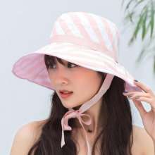 [5 colors optional] visor female stripes wild sunscreen Japanese hat summer fisherman hat sun hat cover face UV YWDF-3 (hat 4)