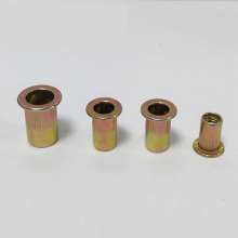 Flat head vertical knurling color zinc rivet nut