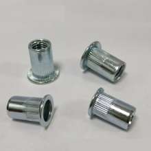 Flat rivet nut, flat vertical, pull cap, screw
