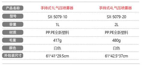 1L园艺阳台浇花喷壶 家用花卉喷雾器 手持气压喷壶 SX-5079-10