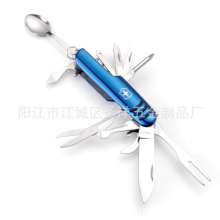 Direct electrophoresis 11 open multi-function folding. Outdoor saber. Color iron shell gift knife. Knife. Tableware