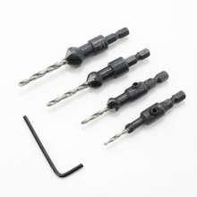 Conical woodworking countersink drill bit Hexagonal shank taper hole drill countersink drill special-shaped drill bit woodworking hole drill bit set 4PC