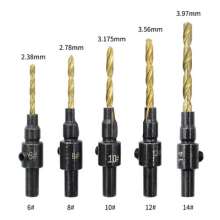 镀钛麻花沉孔沉头钻头 打螺丝帽木工打孔器螺丝锥孔钻圆柄5件套