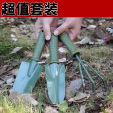 Four-piece gardening tool set, potted planting shovel, hoe, rake, flower shovel with plastic handle