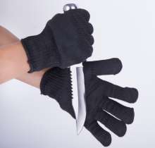 防割4级一根钢丝手套专业加强型多用途防割防护手套黑色白色手套  防割手套