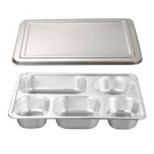 Direct selling 304 stainless steel lunch box to deepen and thicken the grid fast food plate square with lid student canteen delivery meal box. Lunch box. Lunch box. Bento box