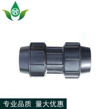 Black PE external connection with the same diameter directly. Production and sales of PE water pipe water-saving irrigation quick connection. Pipe fittings with equal diameter direct connection