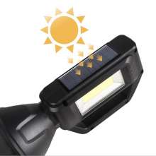 太阳能迷你手提灯手电筒强光超亮远射USB充电户外探照灯露