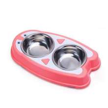 新款宠物狗碗猫碗 塑料双碗猫狗专用食盆 宠物用品不锈钢碗