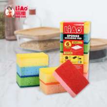 New color double-sided scouring pad. Sponge the kitchen pot brush. Dishwashing brush. Non-sticky oil-absorbent lazy rag brush