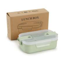 Wheat straw lunch box. Lunch box. Student lunch box Double buckle fresh-keeping lunch box gift. Microwave-sealed lunch box