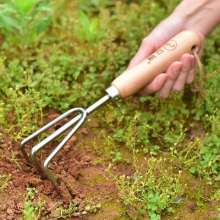 Lijin stainless steel gardening small rake. The garden loosens the soil and grows the vegetable rake. Three-tooth harrow. L-K7 thickened three-tooth claw