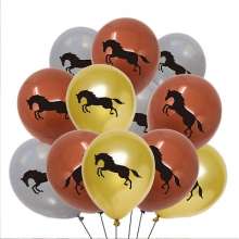 马牛仔主题气球生日派对布置用品装饰套装金棕灰乳胶气球 气球